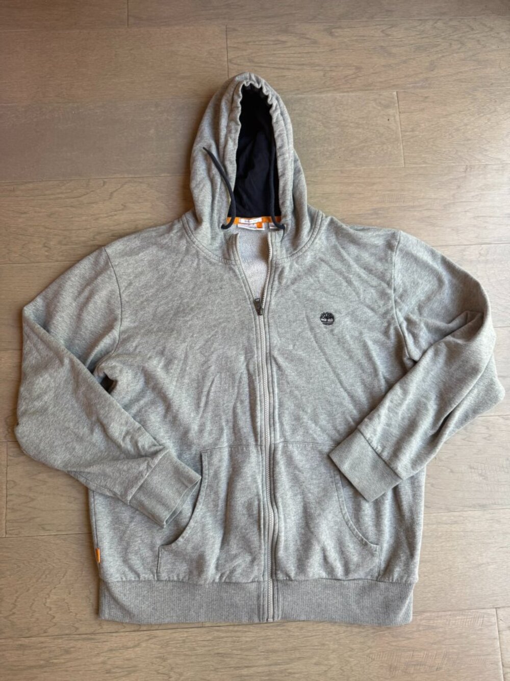 Timberland Regular Fit Men’s Gray Full Zip Hoodie Sweatshirt Embroidered Logo XL